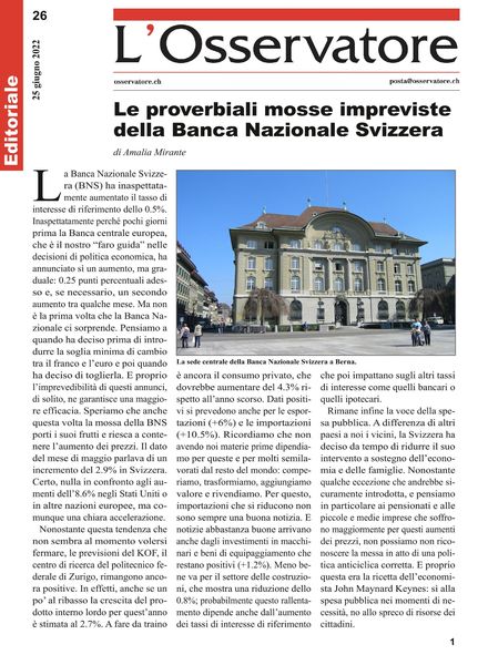 L’Osservatore – 25 giugno 2022