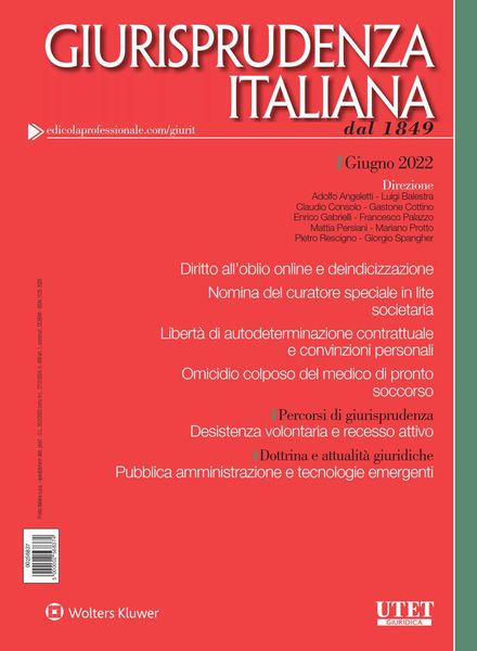 Giurisprudenza Italiana – Giugno 2022