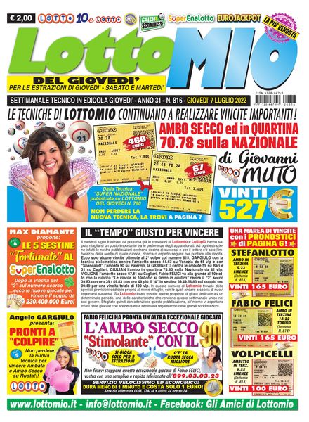 Lottomio del Giovedi – 7 Luglio 2022