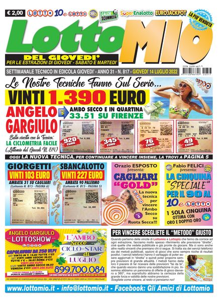 Lottomio del Giovedi – 14 Luglio 2022