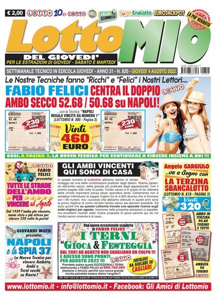 Lottomio del Giovedi – 4 Agosto 2022