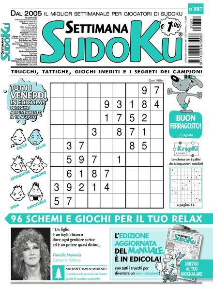 Settimana Sudoku – 10 agosto 2022