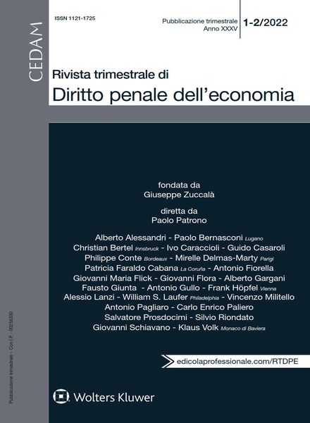 Rivista Trimestrale di Diritto Penale dell’Economia – N1-2 2022