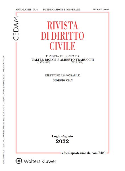 Rivista di Diritto Civile – Luglio-Agosto 2022
