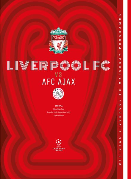 Liverpool FC Programmes – vs Ajax CL – 13 September 2022
