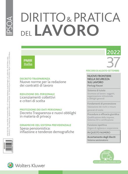 Diritto e Pratica del Lavoro – 24 Settembre 2022