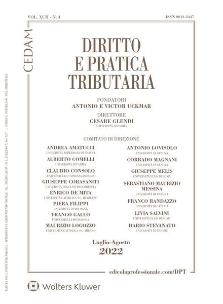 Diritto e Pratica Tributaria – Luglio-Agosto 2022