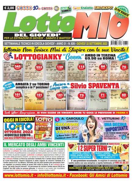 Lottomio del Giovedi – 22 Settembre 2022