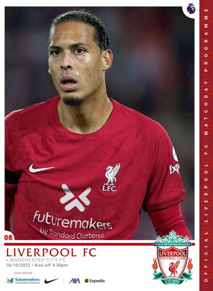 Liverpool FC Programmes – vs Manchester City – 16 October 2022