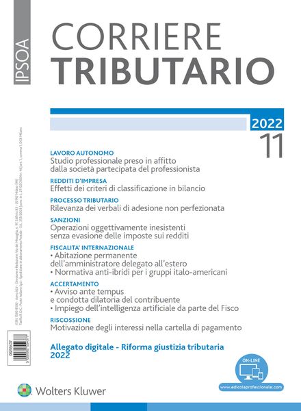 Corriere Tributario – Novembre 2022