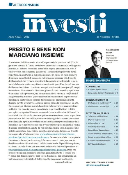Altroconsumo Investi – 15 Novembre 2022