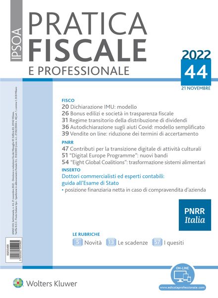 Pratica Fiscale e Professionale – 21 Novembre 2022