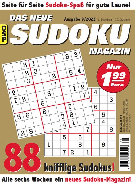 Das Neue Sudoku – Nr 9 2022
