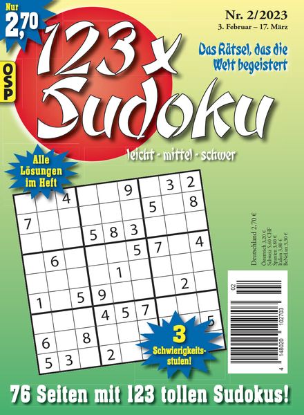 123 x Sudoku – Nr 2 2023