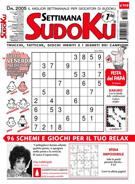 Settimana Sudoku – 15 marzo 2023