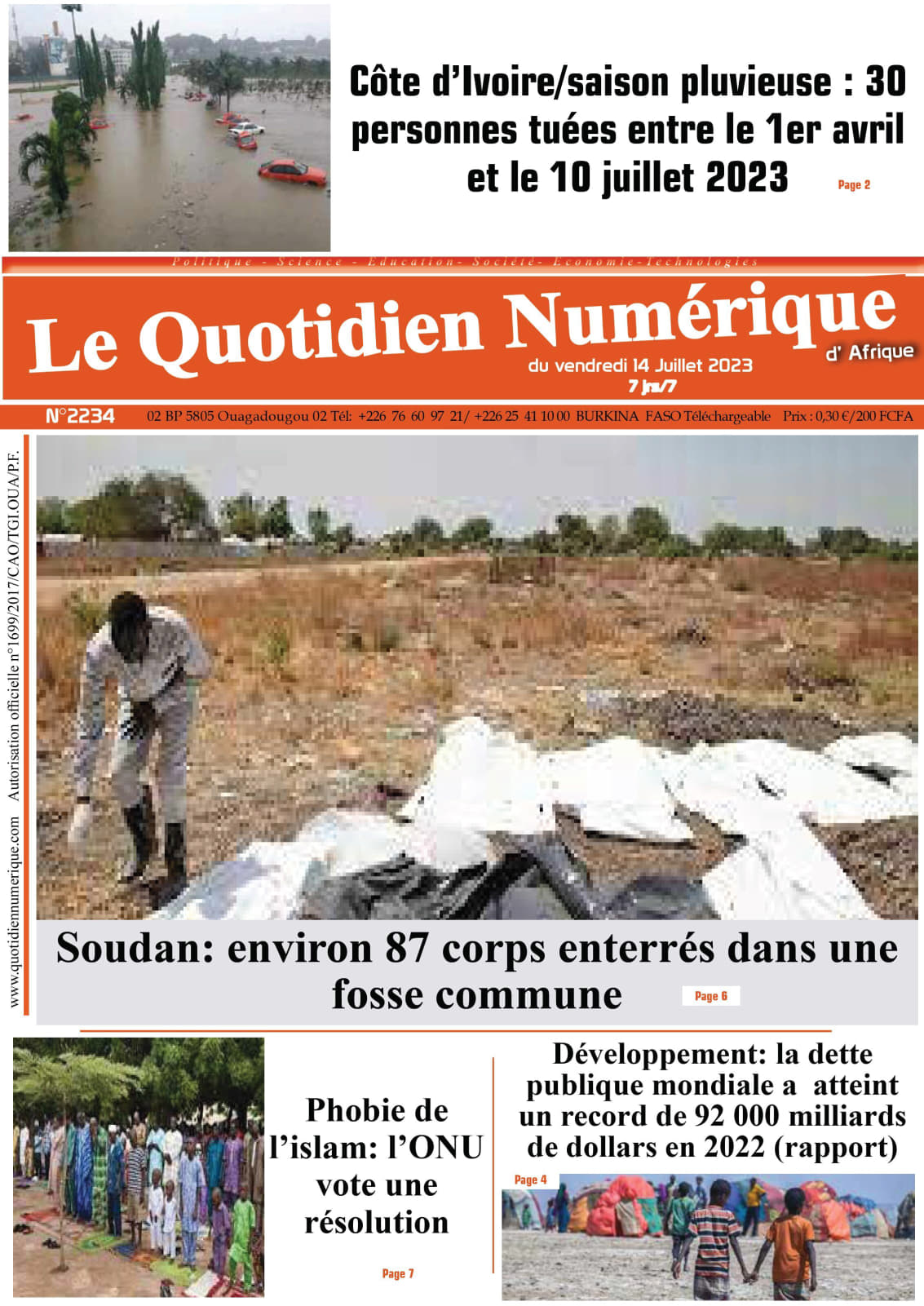 Quotidien Numerique d’Afrique – 14 juillet 2023