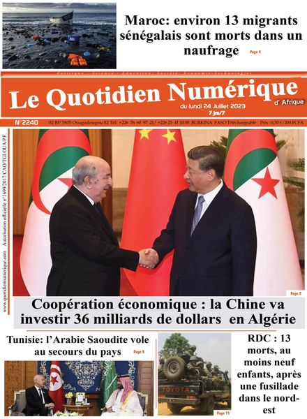 Quotidien Numerique d’Afrique – 24 juillet 2023