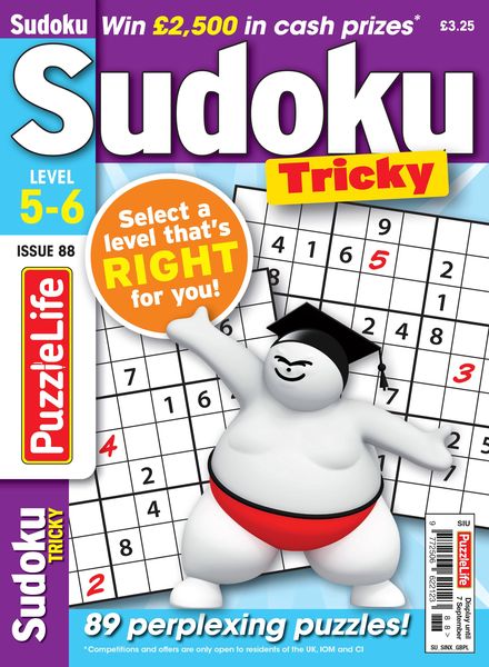 PuzzleLife Sudoku Tricky – Issue 88 – 3 August 2023