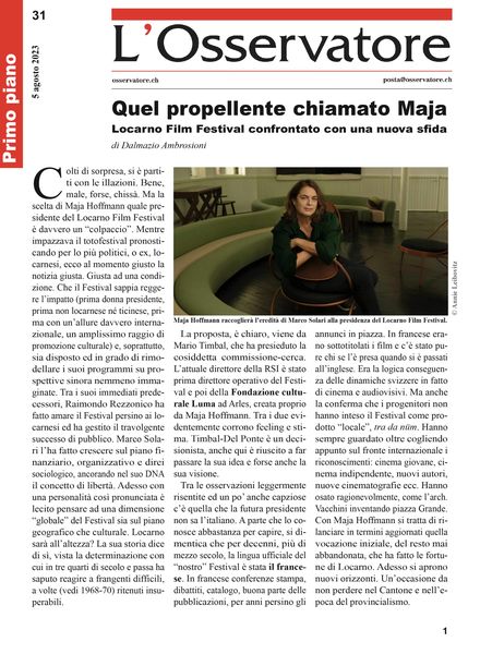 L’Osservatore – 5 Agosto 2023