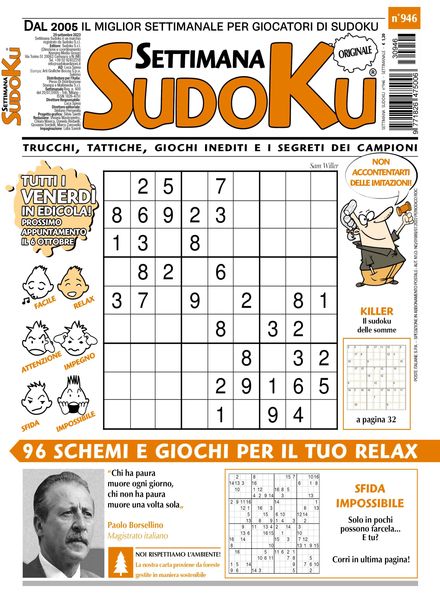 Settimana Sudoku – 29 Settembre 2023