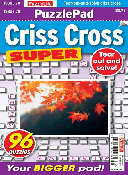 PuzzleLife PuzzlePad Criss Cross Super – Issue 70 – October 2023