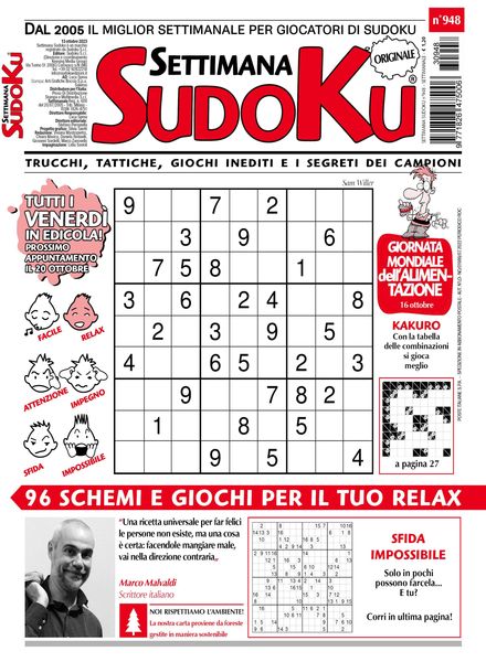 Settimana Sudoku – 13 Ottobre 2023