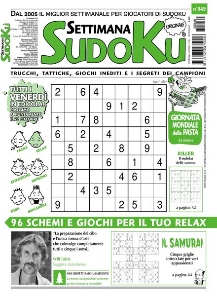 Settimana Sudoku – 20 Ottobre 2023