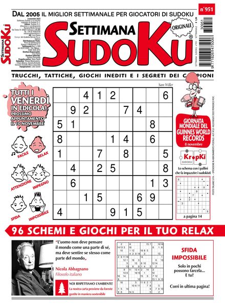 Settimana Sudoku – 3 Novembre 2023