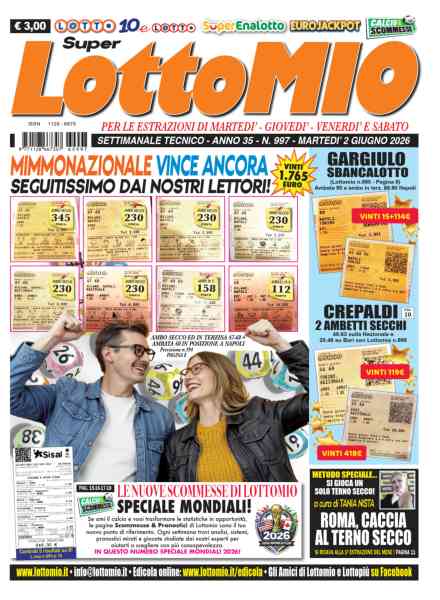 Lottomio del Giovedi – 2 Giugno 2026