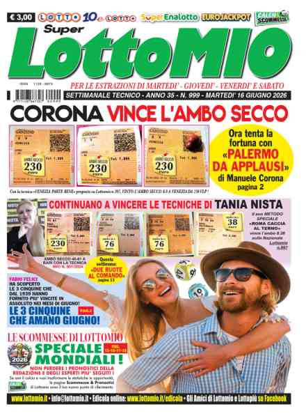Lottomio del Giovedi – 16 Giugno 2026